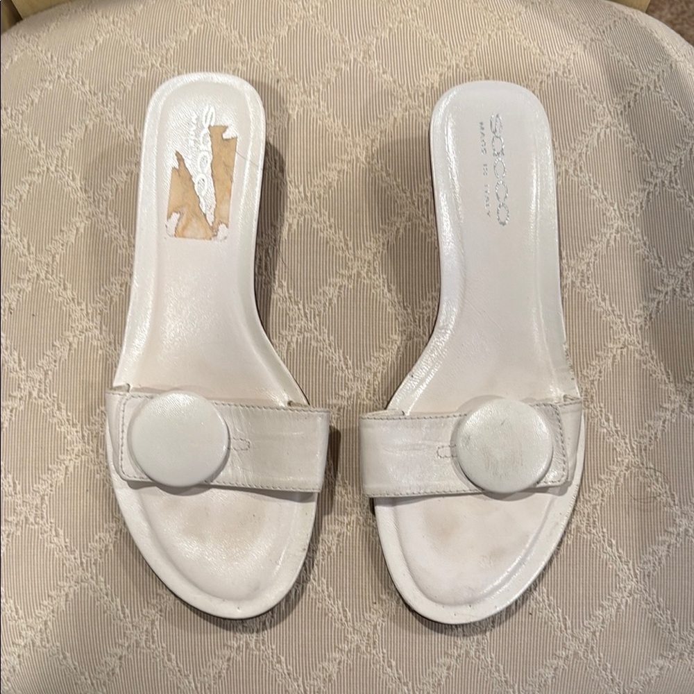 White Minimalist Mules with Wide Strap